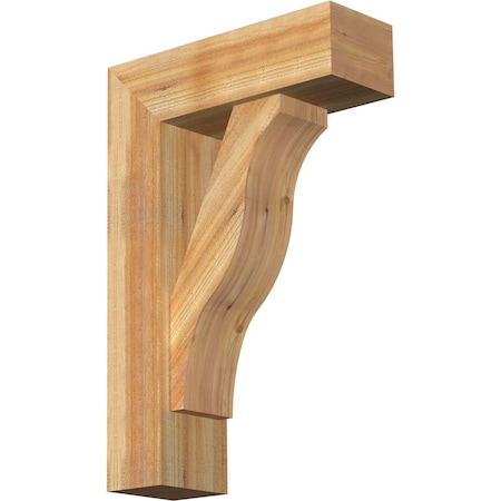 Ekena Millwork Funston Block Rough Sawn Bracket w/ Offset Brace, Western Red Cedar, 8"W x 24"D x 36"H BKT0806X24X36FST05RWR